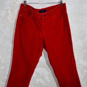 Talbots Petite Red Corduroy Pants | High-Waist Straight Leg | Size 12 Petite